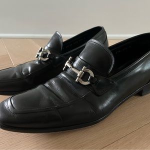 FERRAGAMO Mens Gancini Black Leather Horsebit Loafers Sz 11.5 D